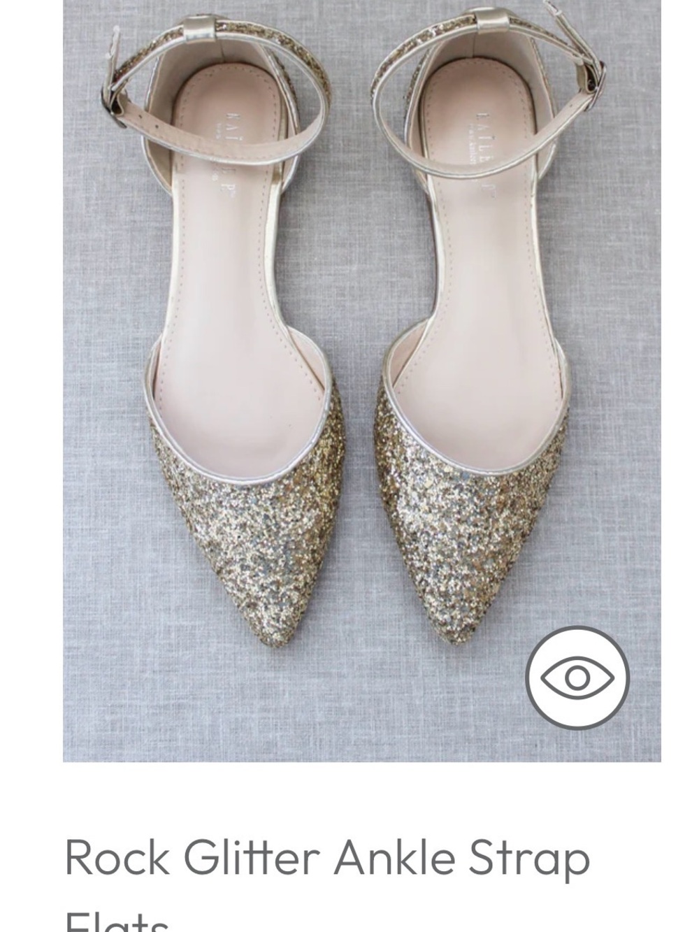 Gold Glitter Pointed Toe Slingback wedding flats